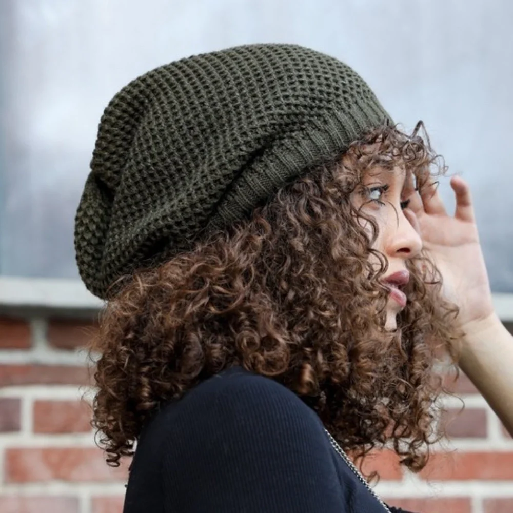 Cozy Waffle Knit slouchy boho Beanie - Picture 9 of 10